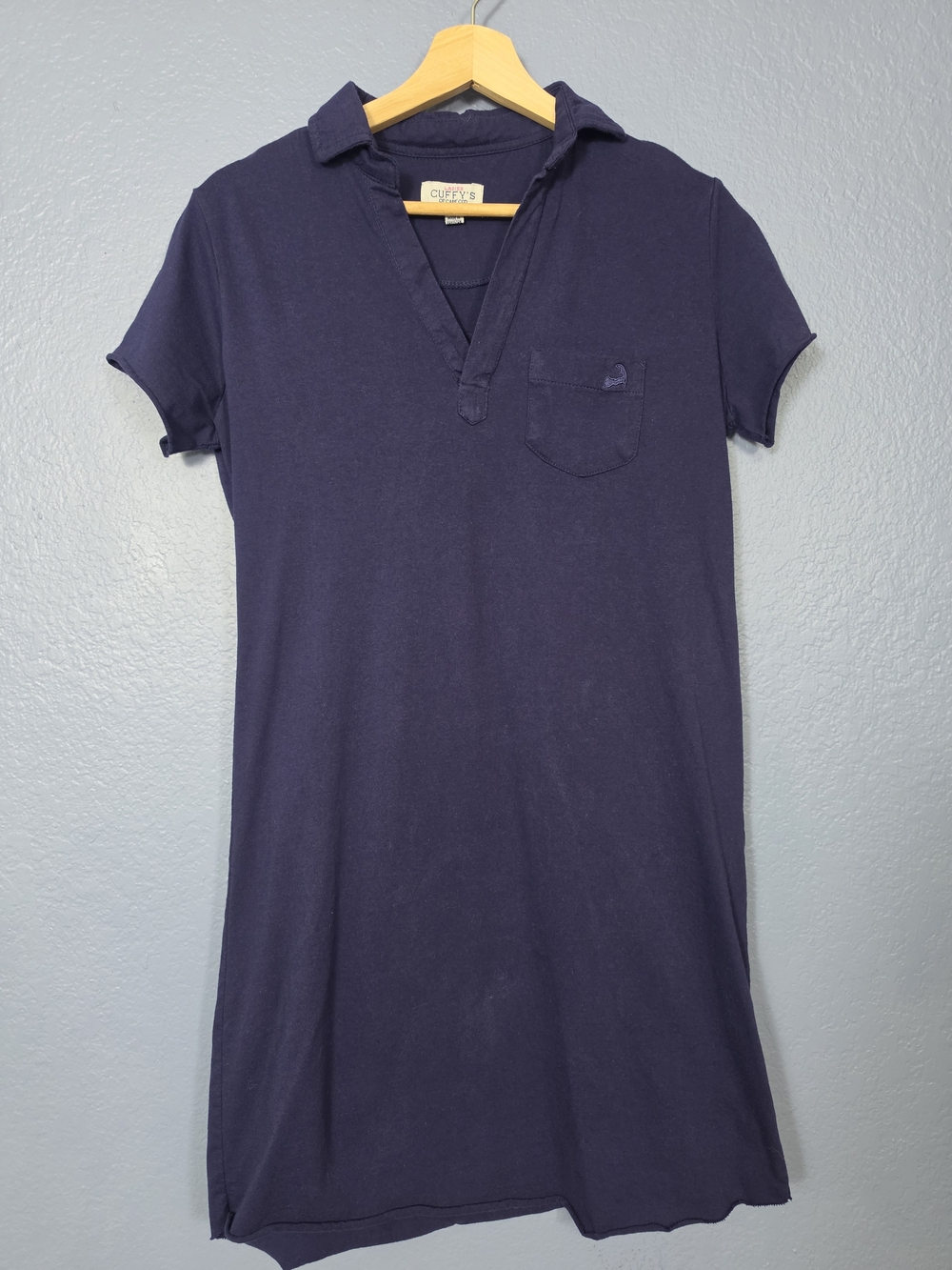 Cuffy’s of Cape Cod Navy Blue Polo Dress 100% Cotton Raw Hem Mini - Size Small